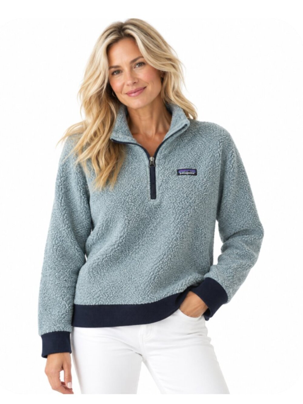 Patagonia Women's Woolyester Fleece Pullover in the color Big Sky Blue XL 99X